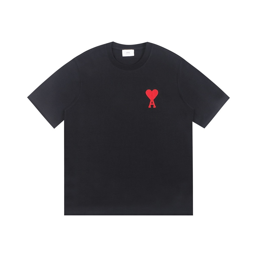 AMI Heart Logo Cotton T Shirt Relaxed Fit Unisex